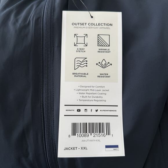 Nomatic Outset Jacket Mens XXL Navy Hoodie Full Zip Lightweight Travel Pillow - Picture 8 of 11